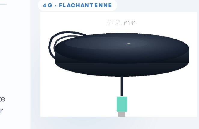 Maßzeichnung 4G-Flachantenne 85 mm — schwarze runde Antenne mit FME-Stecker, Ø 81 mm